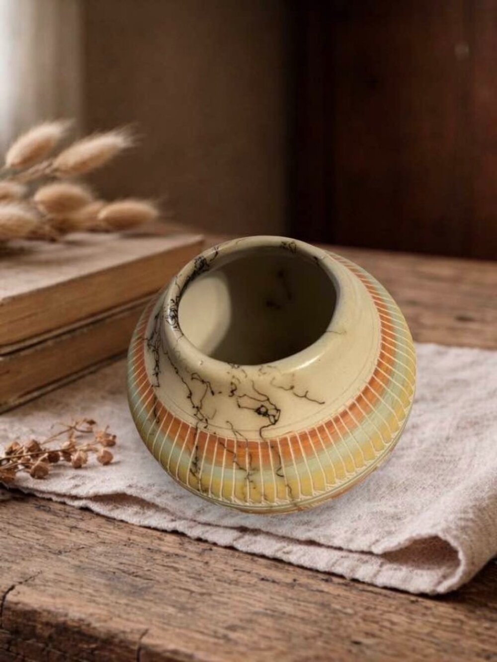 Signed Horsehair Pottery Studio Vase | Southwest Art Pottery | Handcrafted Ceram - Picture 3 of 5